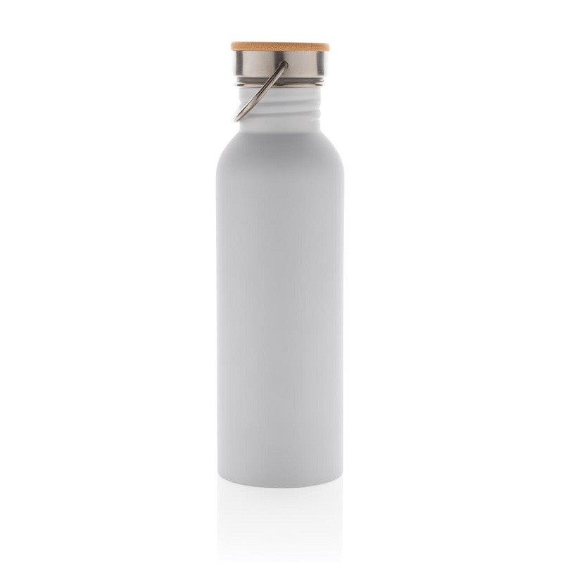 Nerezová láhev s bambusovým víčkem, 710 ml, XD Design, bílá