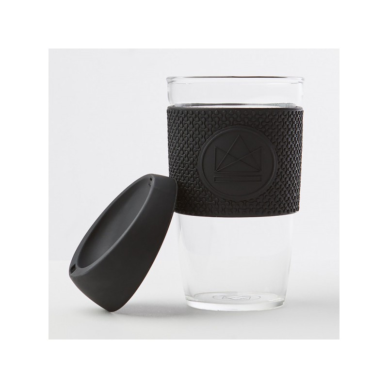 Skleněný hrnek na kávu, L, 450 ml, Neon Kactus, černý