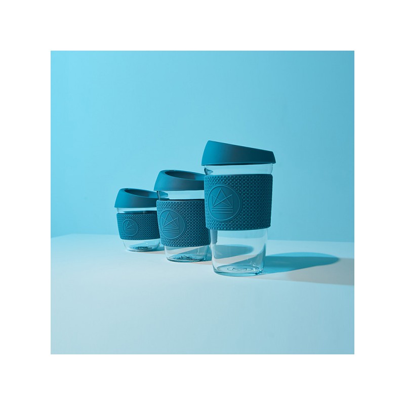 Skleněný hrnek na kávu, L, 450 ml, Neon Kactus, modrý